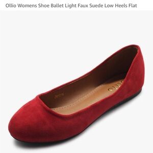Ollio Red Faux Suede Flats